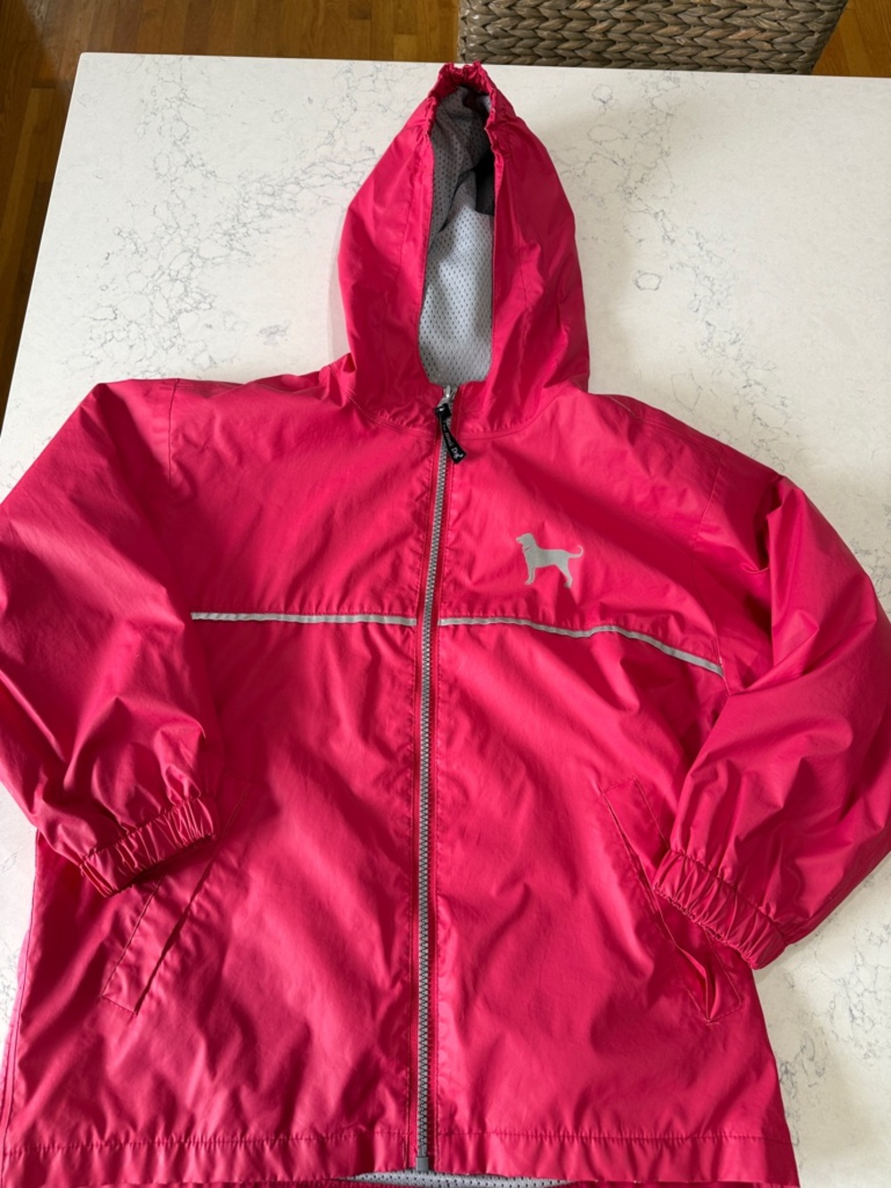 The Black Dog Bright Pink Hooded Rain Jacket with Reflective Trim